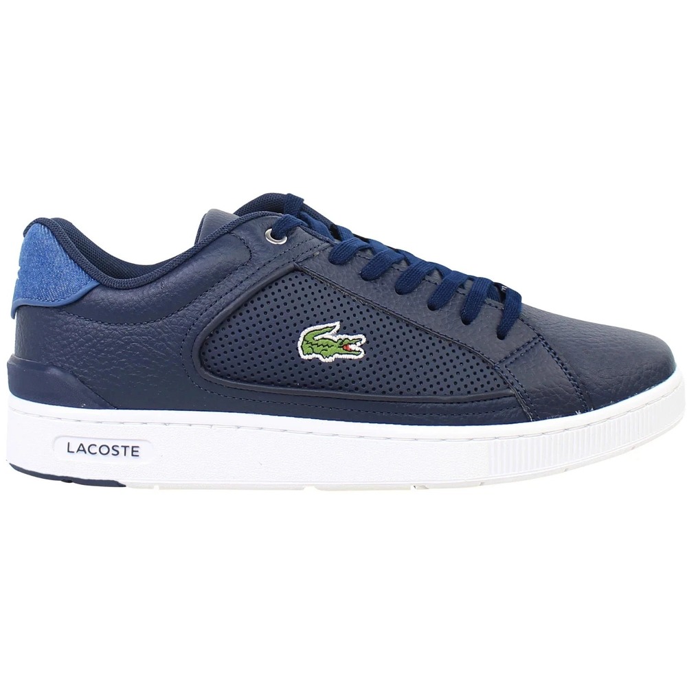 Mens Size 9.5 - Lacoste Deviation 3.0 Leather Navy Ortholite Trainers Shoes  NEW